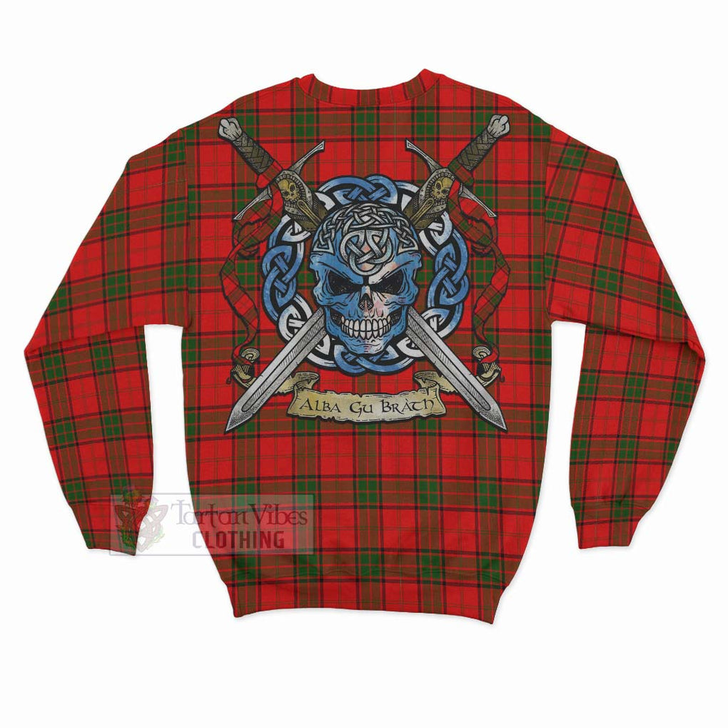 Tartan Vibes Clothing Adair Tartan Sweatshirt with Family Crest Celtic Skull Style