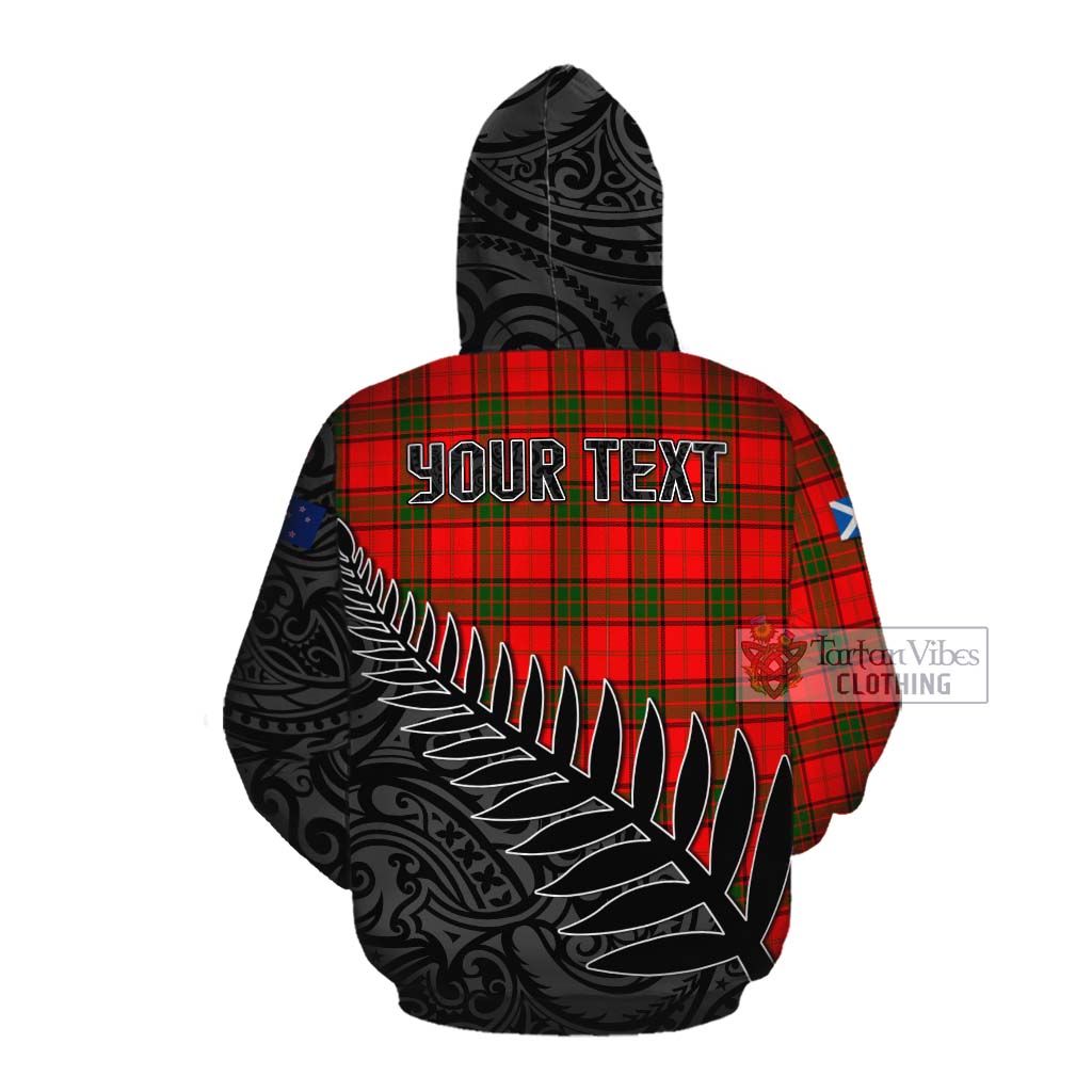 Tartan Vibes Clothing Adair Crest Tartan Cotton Hoodie with New Zealand Silver Fern Half Style