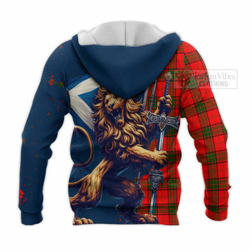 Adair Tartan Family Crest Knitted Hoodie with Scottish Majestic Lion