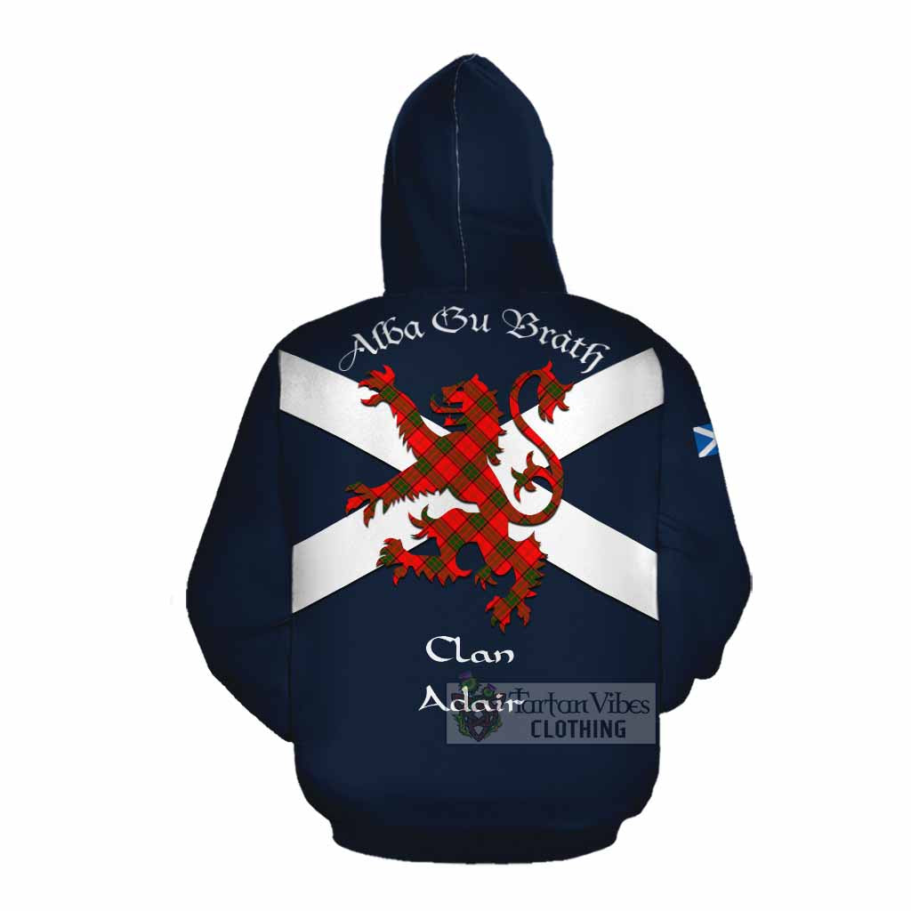 Tartan Vibes Clothing Adair Tartan Lion Rampant Cotton Hoodie Proudly Display Your Heritage with Alba Gu Brath and Clan Name