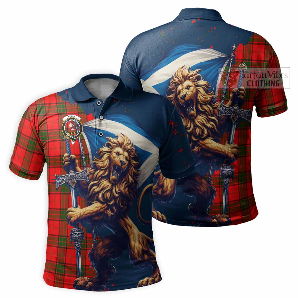 Tartan Vibes Clothing Adair Tartan Family Crest Men's Polo Shirt with Scottish Majestic Lion