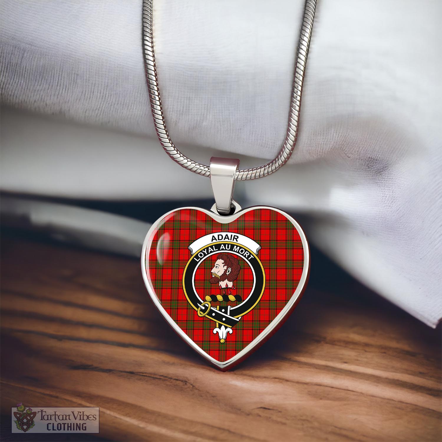 Tartan Vibes Clothing Adair Tartan Heart Necklace with Family Crest