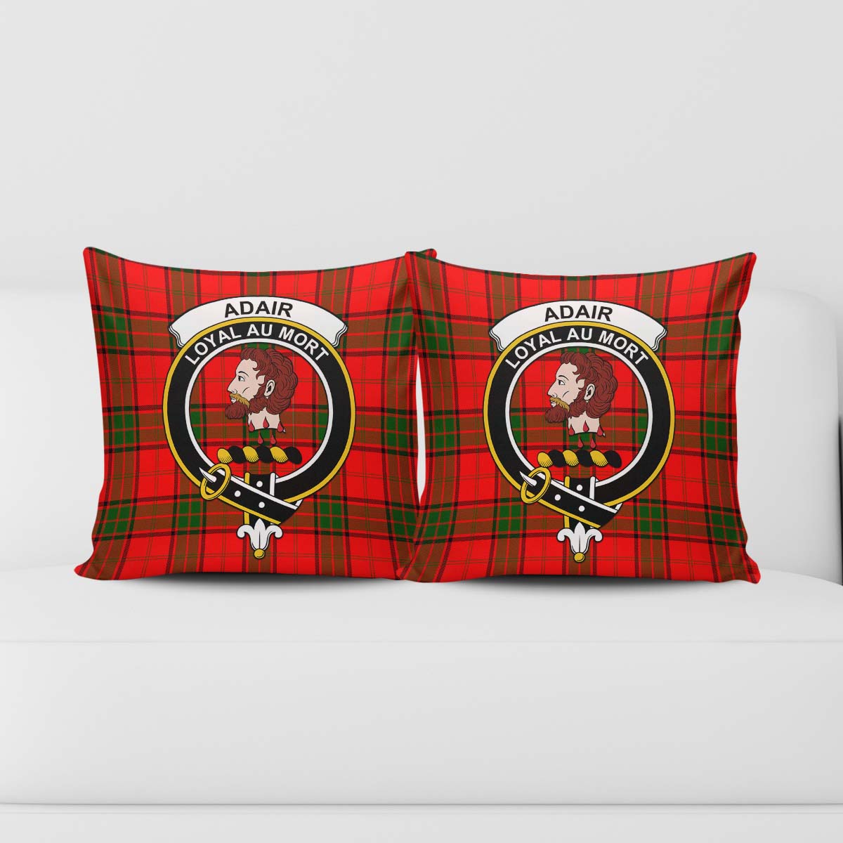 Adair Tartan Pillow Cover with Family Crest - Tartanvibesclothing