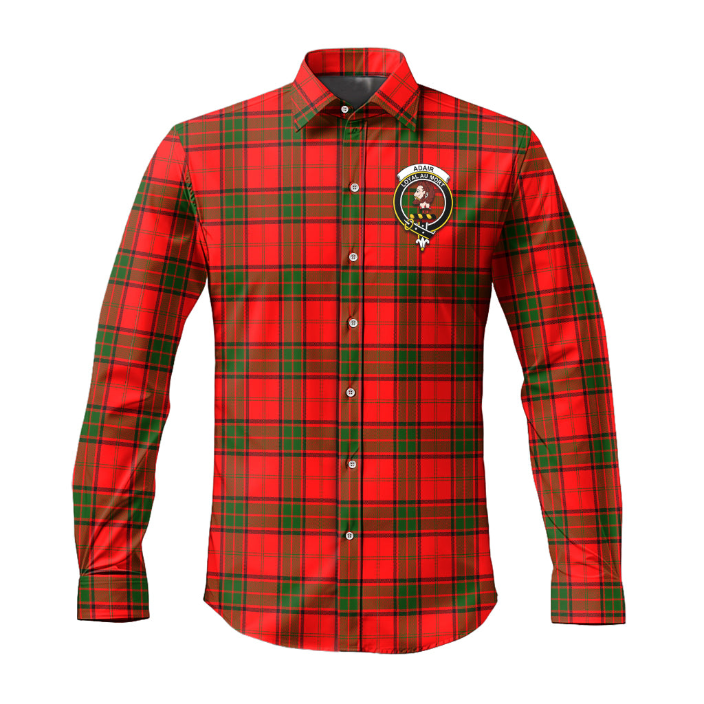 Adair Tartan Long Sleeve Button Up Shirt with Family Crest - Tartanvibesclothing