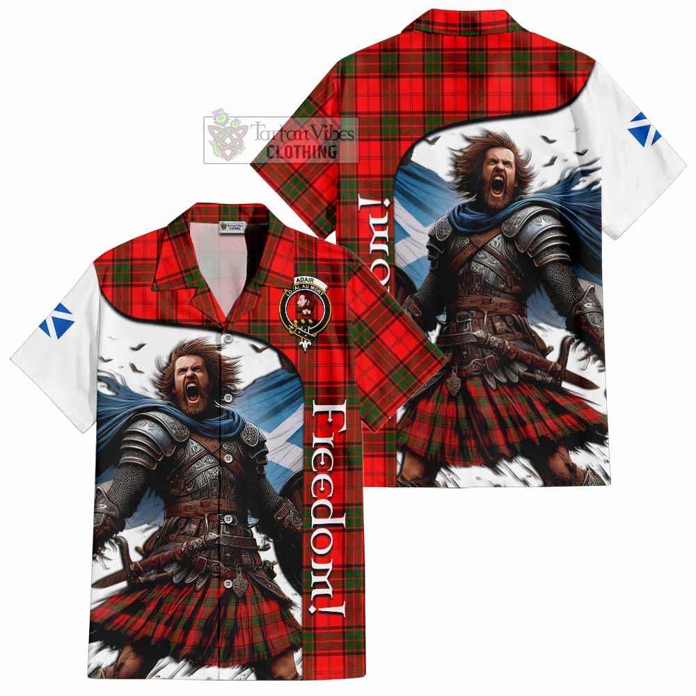 Tartan Vibes Clothing Adair Crest Tartan Short Sleeve Button Shirt Inspired by the Freedom of Scottish Warrior