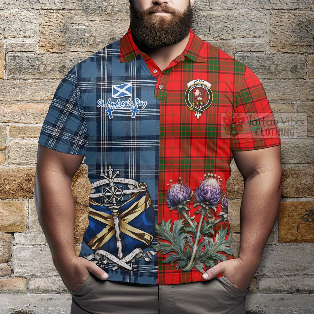 Adair Tartan Polo Shirt Happy St. Andrew's Day Half Tartan Style - Tartan Vibes Clothing