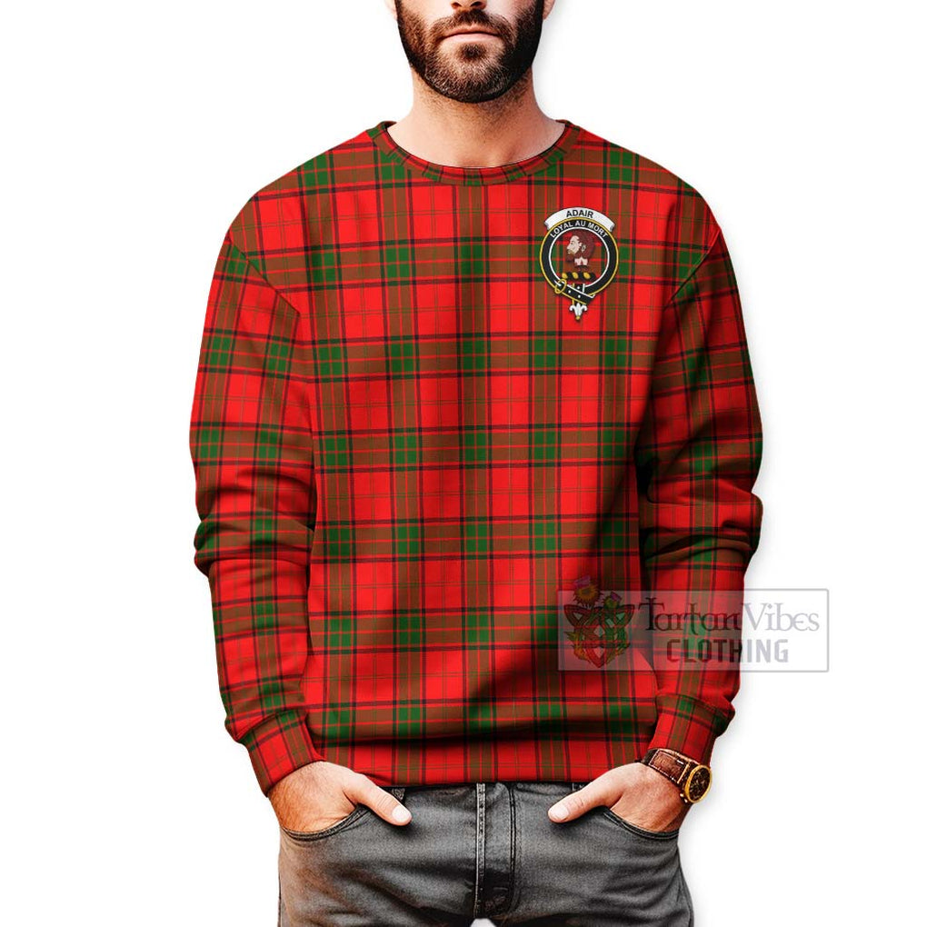 Tartan Vibes Clothing Adair Tartan Sweatshirt with Family Crest and Bearded Skull Holding Bottles of Whiskey