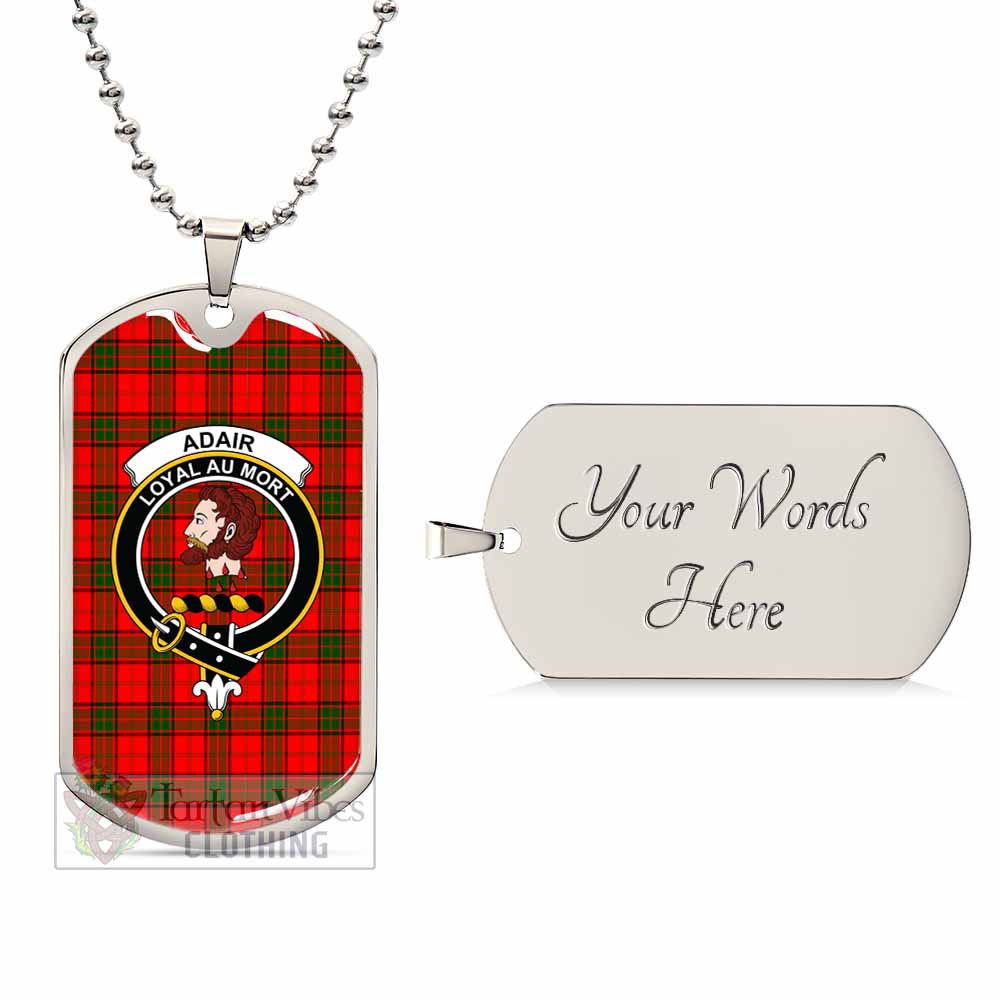 Tartan Vibes Clothing Adair Tartan Dog Tag Necklace with Family Crest