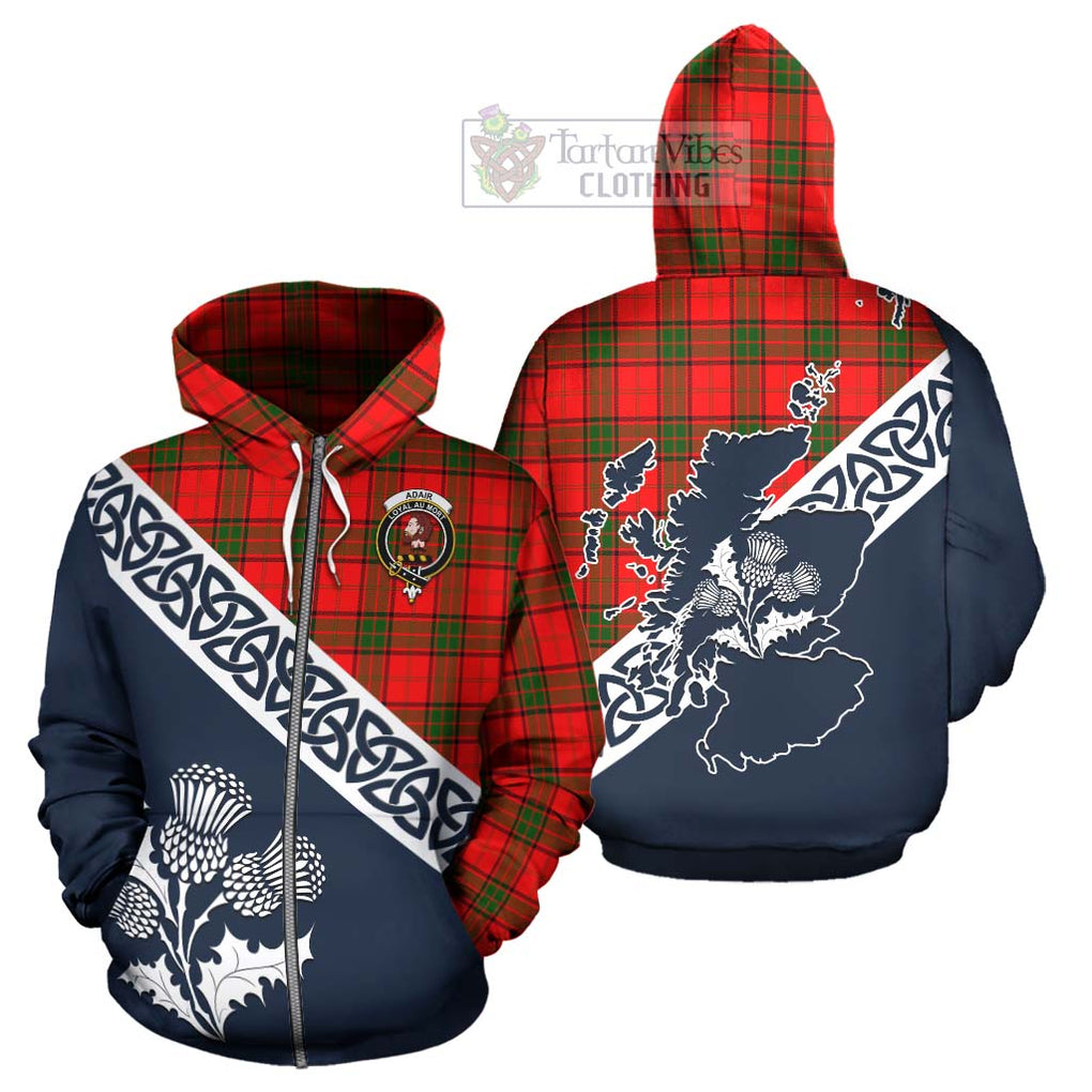 Tartan Vibes Clothing Adair Tartan Hoodie Featuring Thistle and Scotland Map