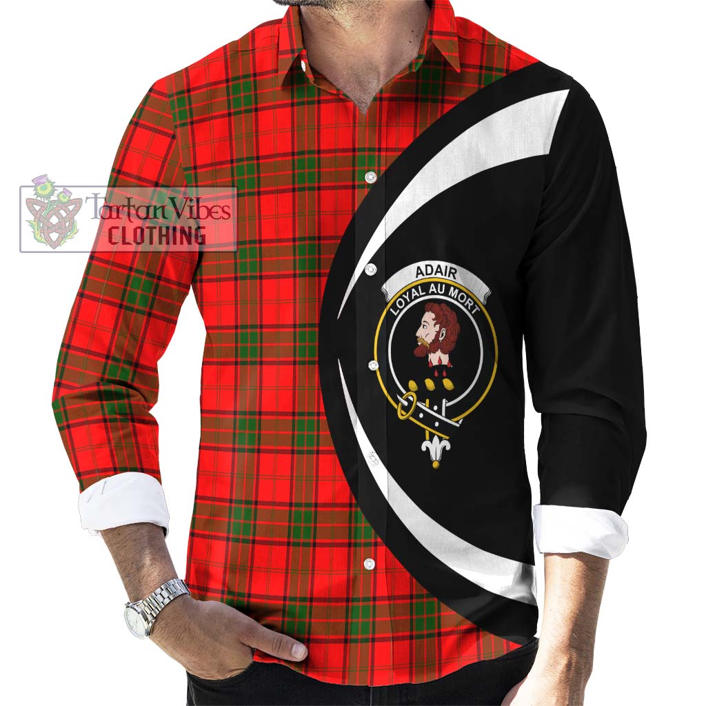 Adair Tartan Long Sleeve Button Up with Family Crest Circle Style - Tartan Vibes Clothing