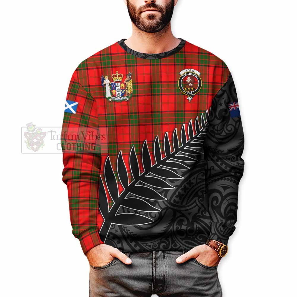 Tartan Vibes Clothing Adair Crest Tartan Sweatshirt with New Zealand Silver Fern Half Style