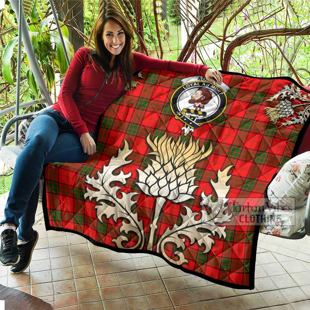 Tartan Vibes Clothing Adair Tartan Quilt with Family Crest and Golden Thistle Style