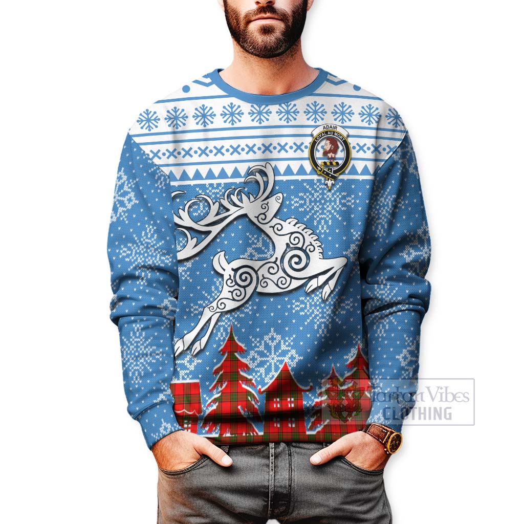 Tartan Vibes Clothing Adair Clan Christmas Sweatshirt Celtic Reindeer Style