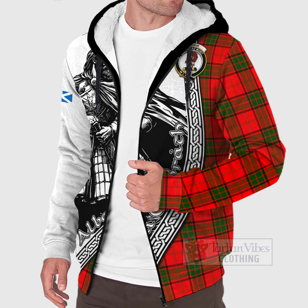 Tartan Vibes Clothing Adair Tartan Clan Crest Sherpa Hoodie with Highlander Warrior Celtic Style