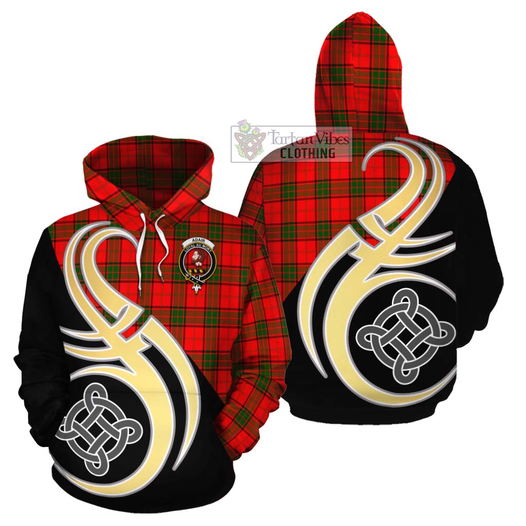 Tartan Vibes Clothing Adair Tartan Cotton Hoodie with Family Crest and Celtic Symbol Style