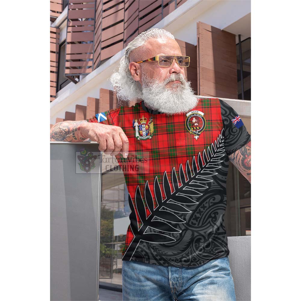 Tartan Vibes Clothing Adair Crest Tartan Cotton T-shirt with New Zealand Silver Fern Half Style