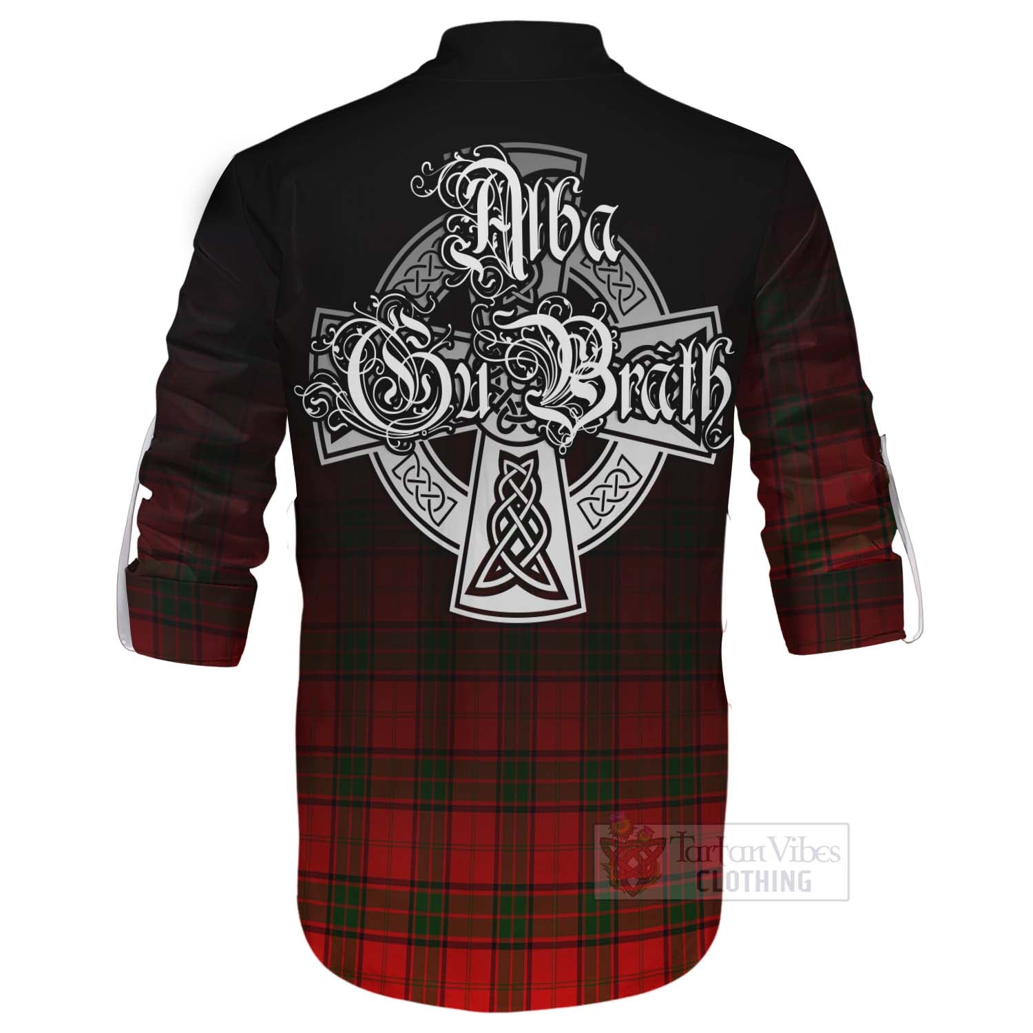 Tartan Vibes Clothing Adair Tartan Ghillie Kilt Shirt Featuring Alba Gu Brath Family Crest Celtic Inspired