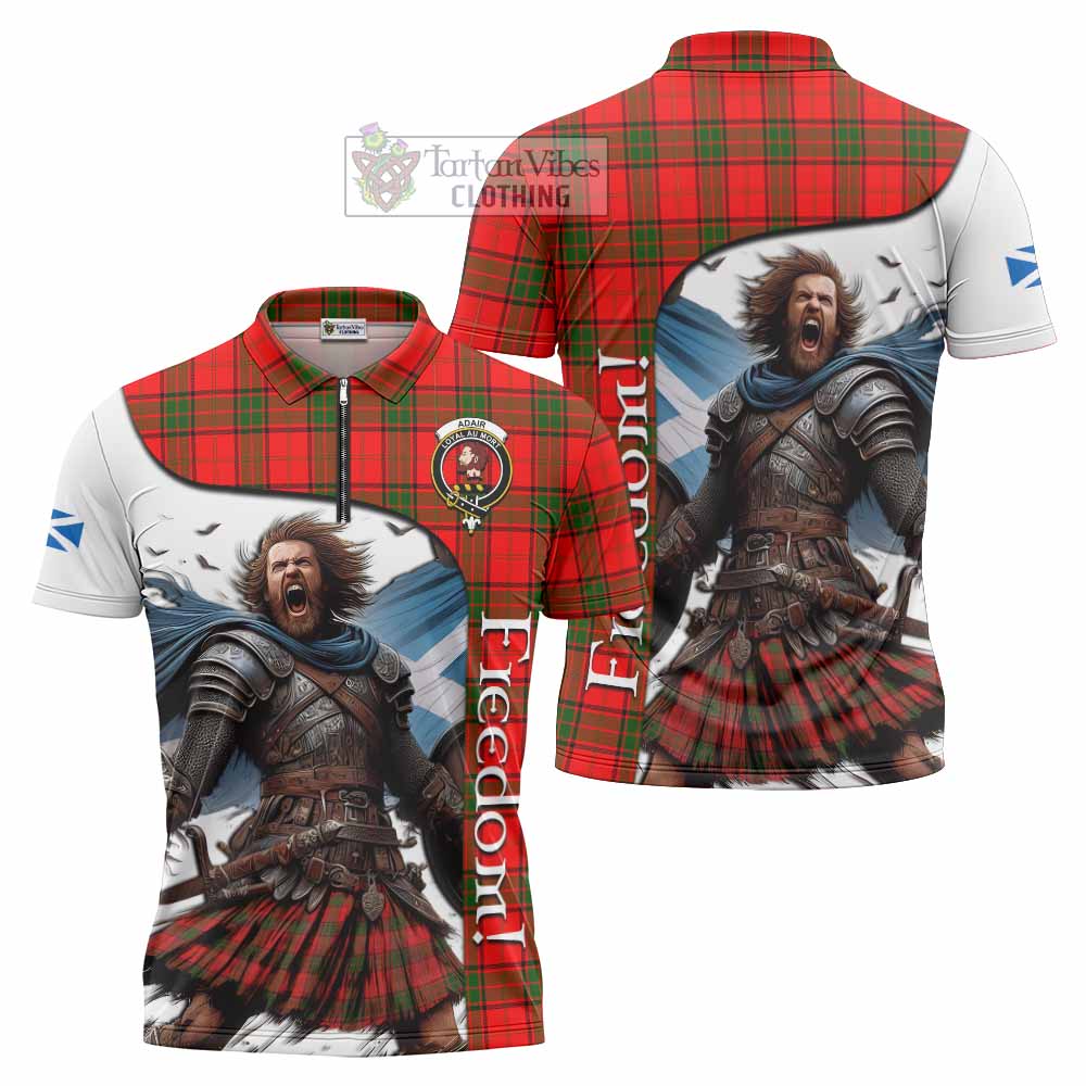 Tartan Vibes Clothing Adair Crest Tartan Zipper Polo Shirt Inspired by the Freedom of Scottish Warrior