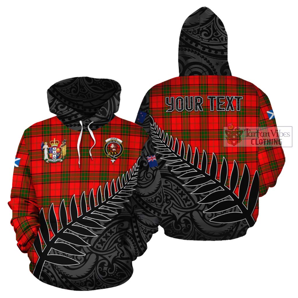 Tartan Vibes Clothing Adair Crest Tartan Cotton Hoodie with New Zealand Silver Fern Half Style