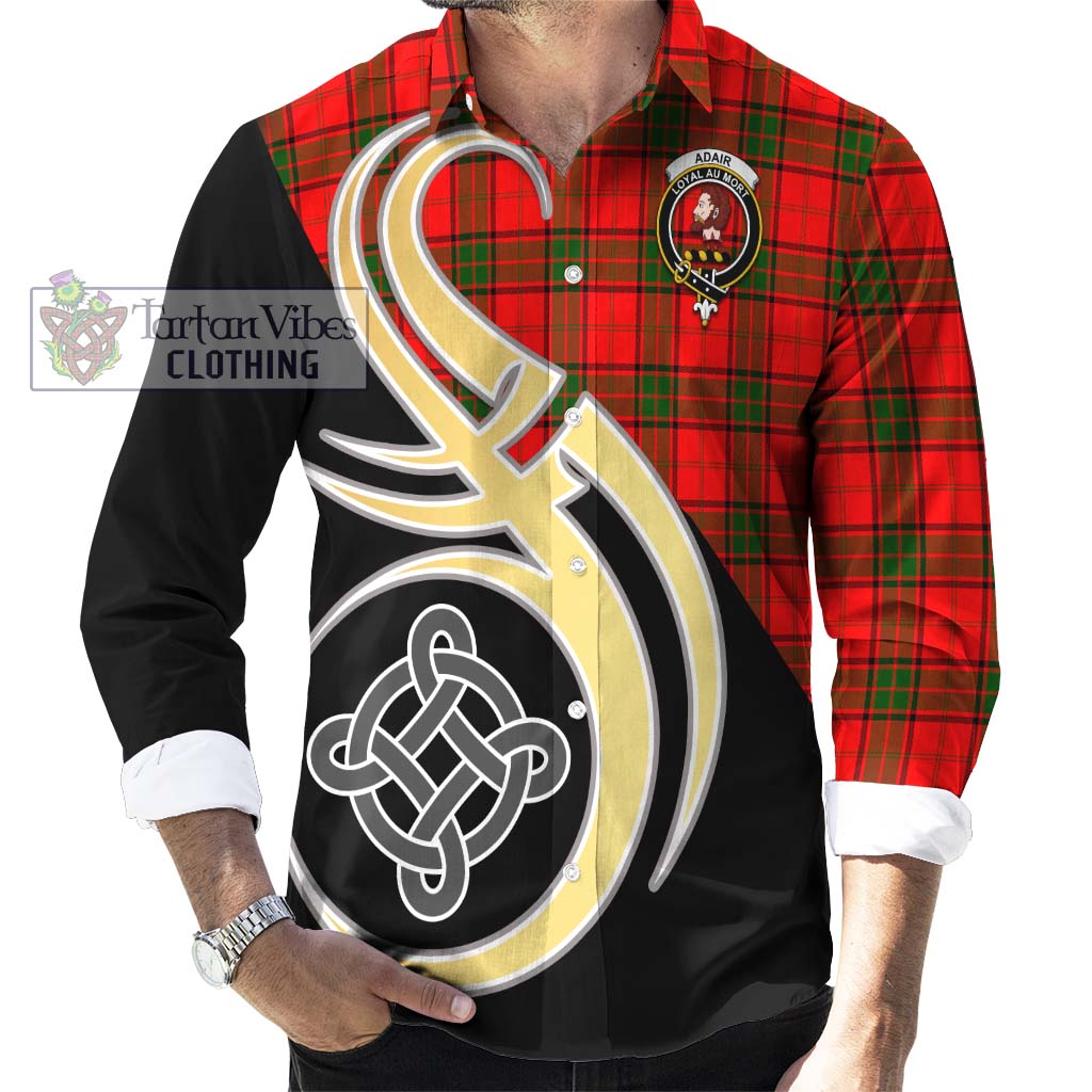 Adair Tartan Long Sleeve Button Shirt with Family Crest and Celtic Symbol Style - Tartan Vibes Clothing