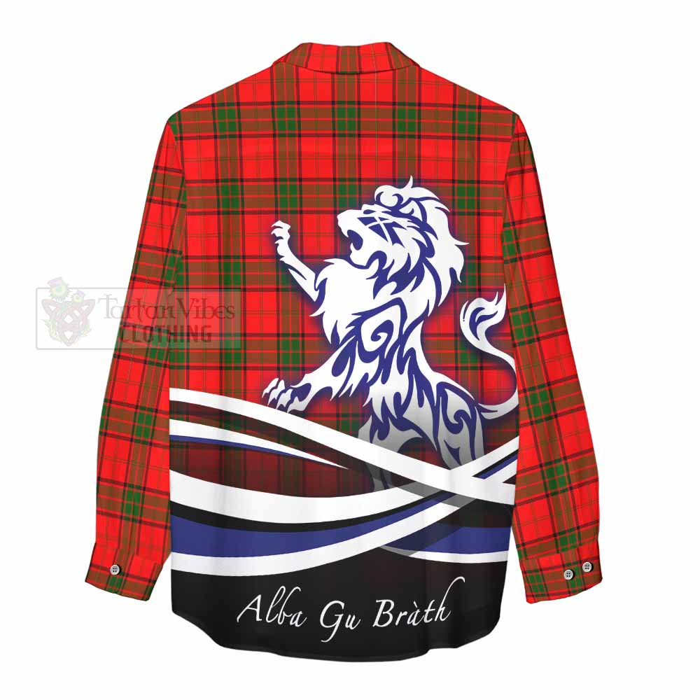 Tartan Vibes Clothing Adair Tartan Women's Casual Shirt with Alba Gu Brath Regal Lion Emblem