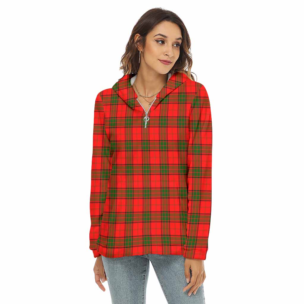 Adair Tartan Women's Borg Fleece Hoodie with Half Zip - Tartan Vibes Clothing