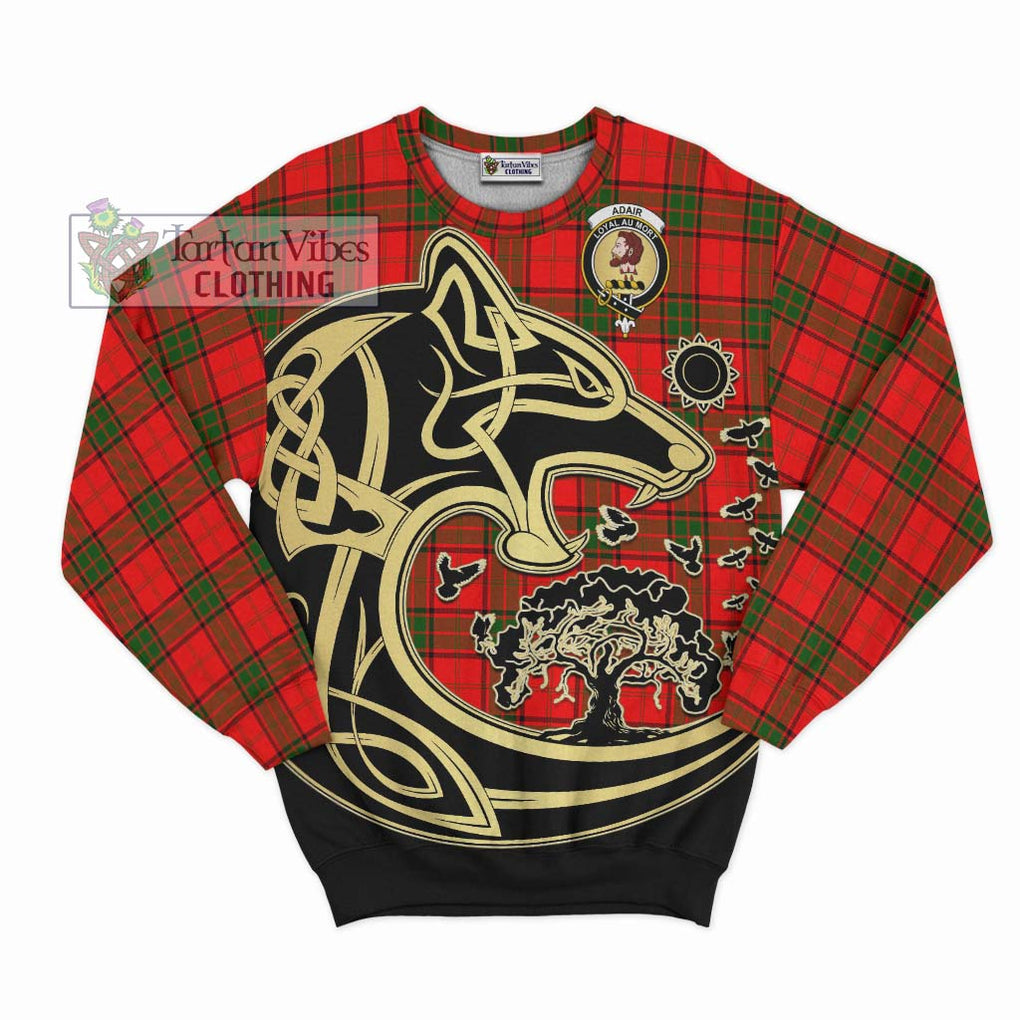 Adair Tartan Sweatshirt with Family Crest Celtic Wolf Style - Tartan Vibes Clothing