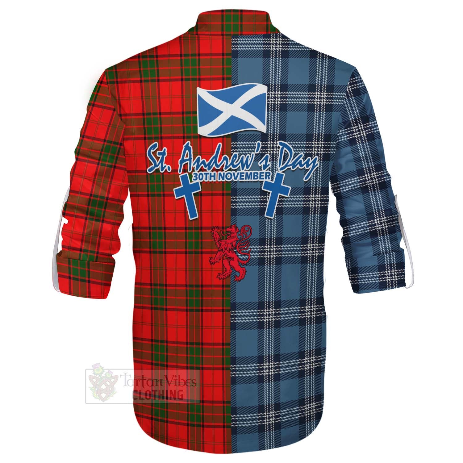 Tartan Vibes Clothing Adair Tartan Ghillie Kilt Shirt Happy St. Andrew's Day Half Tartan Style