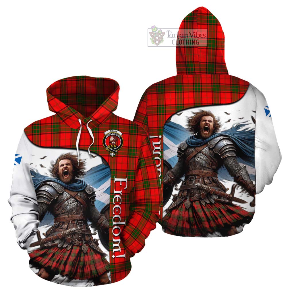 Tartan Vibes Clothing Adair Crest Tartan Cotton Hoodie Inspired by the Freedom of Scottish Warrior