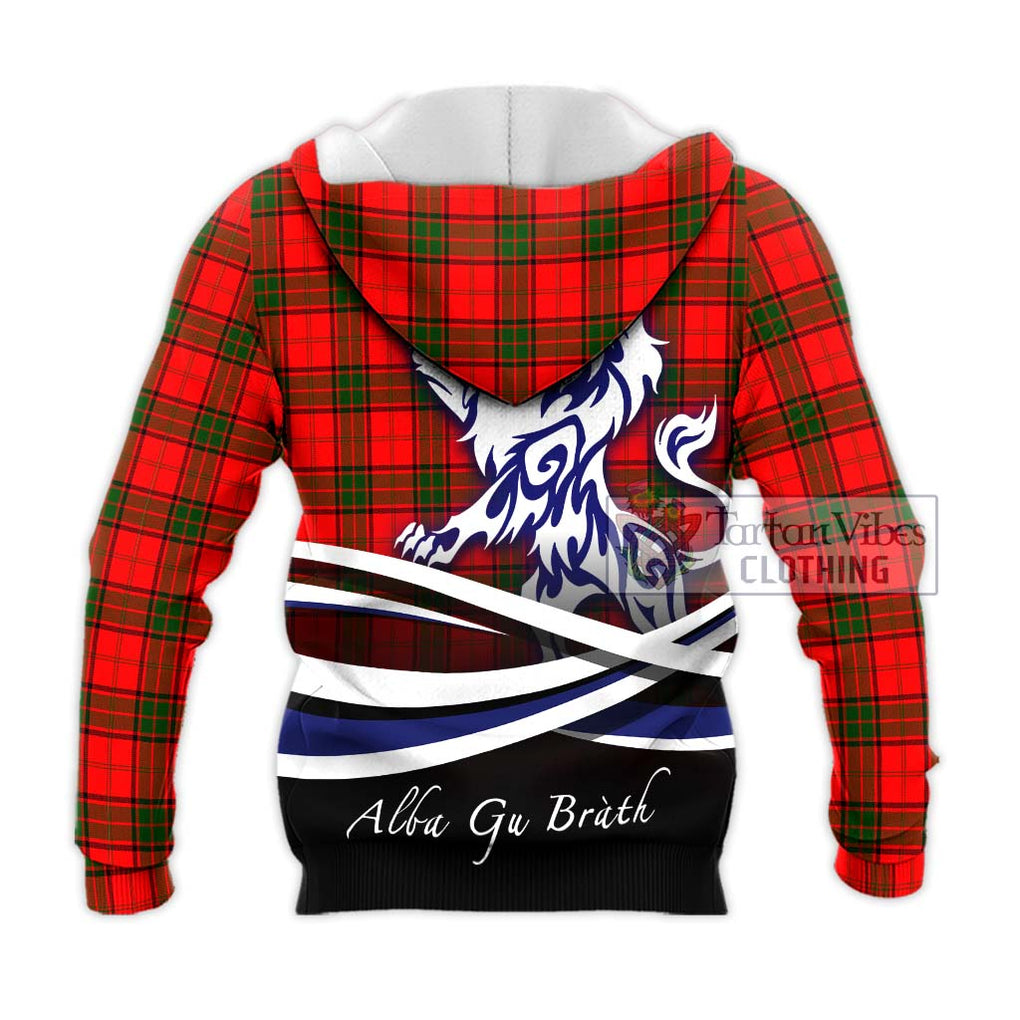 Adair Tartan Knitted Hoodie with Alba Gu Brath Regal Lion Emblem - Tartanvibesclothing Shop