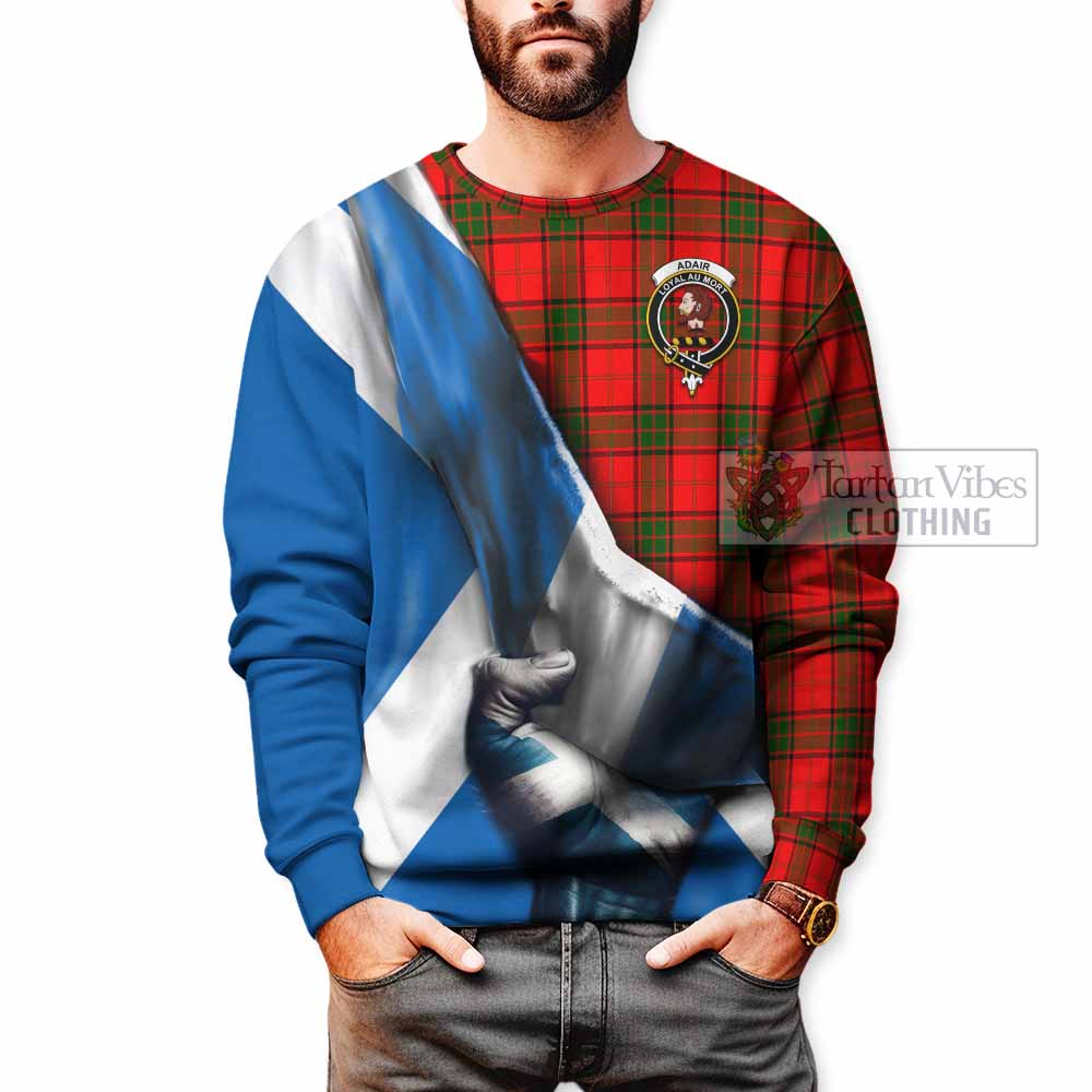 Tartan Vibes Clothing Adair Tartan Sweatshirt with Family Crest Scotland Patriotic Style