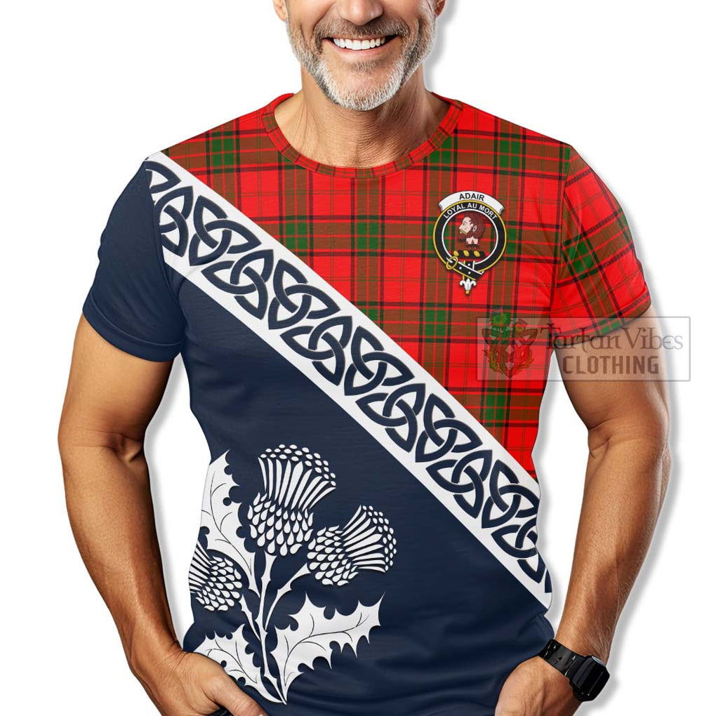 Adair Tartan T-Shirt Featuring Thistle and Scotland Map