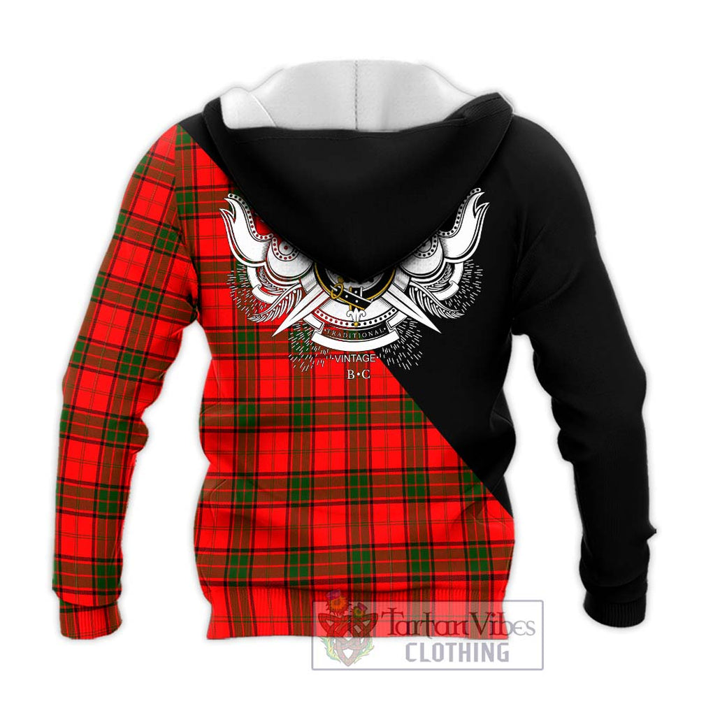 Adair Tartan Knitted Hoodie with Family Crest and Military Logo Style - Tartanvibesclothing Shop