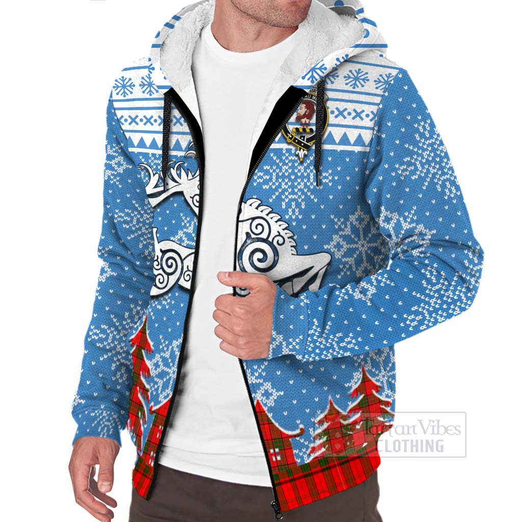 Tartan Vibes Clothing Adair Clan Christmas Sherpa Hoodie Celtic Reindeer Style