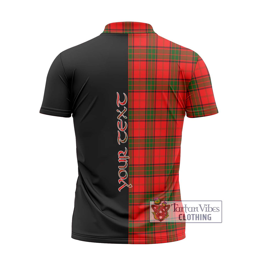 Adair Tartan Zipper Polo Shirt with Family Crest and Half Of Me Style - Tartanvibesclothing Shop