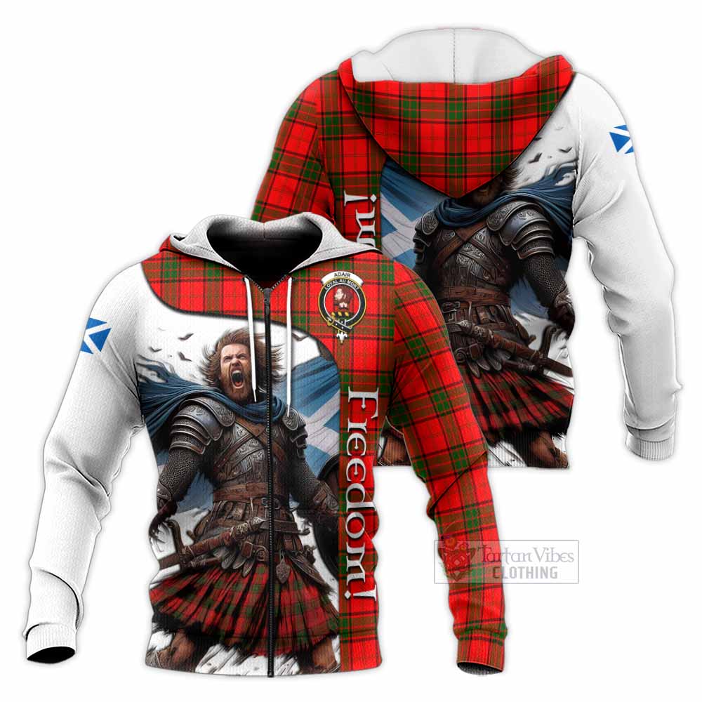 Tartan Vibes Clothing Adair Crest Tartan Knitted Hoodie Inspired by the Freedom of Scottish Warrior