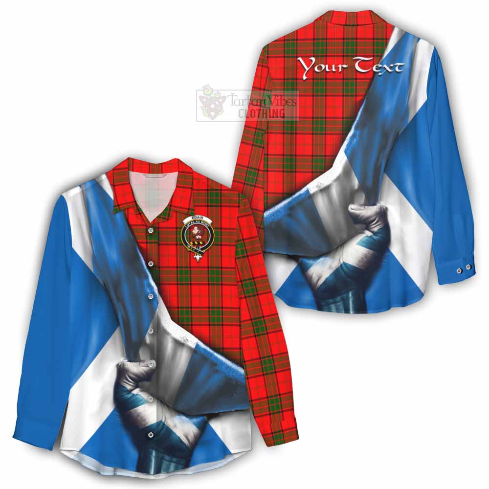 Tartan Vibes Clothing Adair Tartan Women's Casual Shirt with Family Crest Scotland Patriotic Style