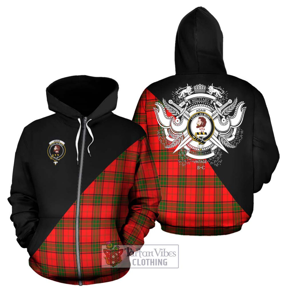 Adair Tartan Hoodie with Family Crest and Military Logo Style - Tartanvibesclothing Shop