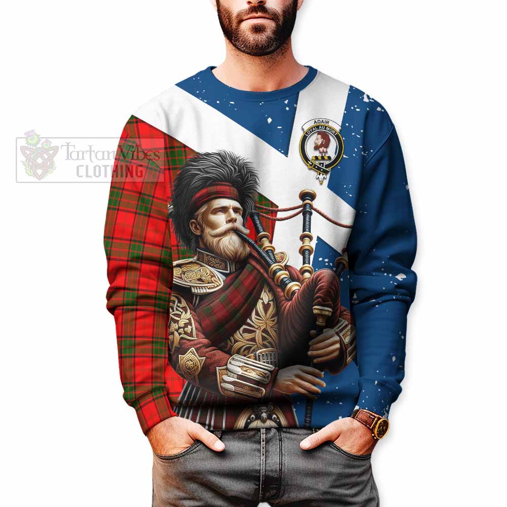 Tartan Vibes Clothing Adair Tartan Sweatshirt with Family Crest Scottish Bagpiper Vibes