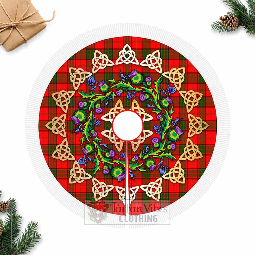 Tartan Vibes Clothing Adair Tartan Christmas Tree Skirt with Thistle Celtic Knot Style