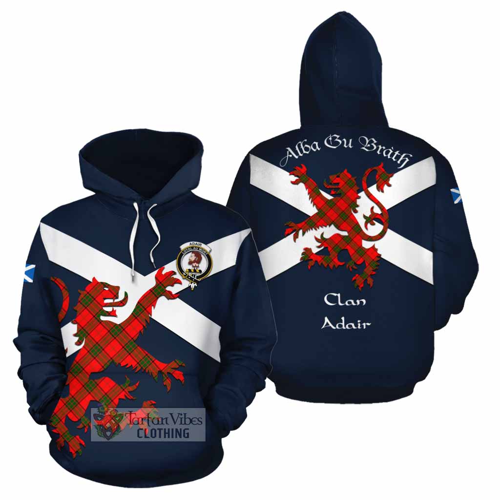 Tartan Vibes Clothing Adair Tartan Lion Rampant Cotton Hoodie Proudly Display Your Heritage with Alba Gu Brath and Clan Name