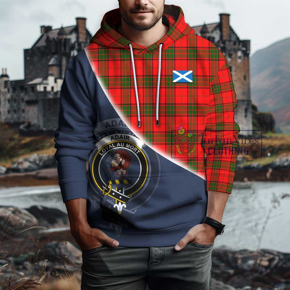 Adair Tartan Hoodie with Personalised National Flag and Family Crest Half Style - Tartanvibesclothing Shop