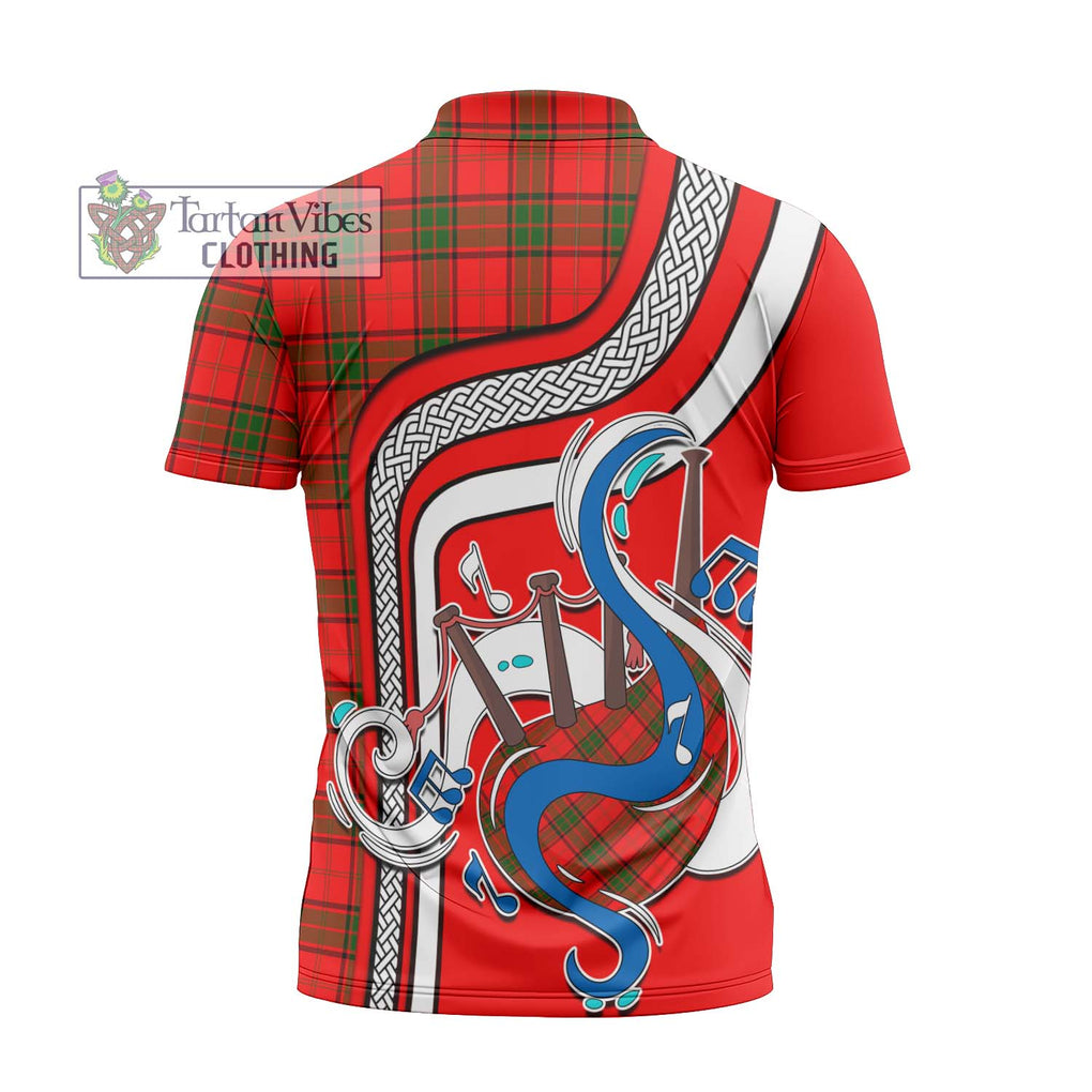 Adair Tartan Zipper Polo Shirt with Epic Bagpipe Style - Tartanvibesclothing Shop