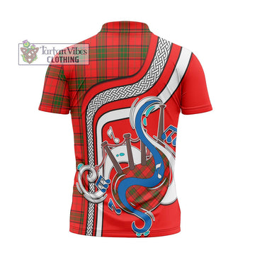 Adair Tartan Zipper Polo Shirt with Epic Bagpipe Style