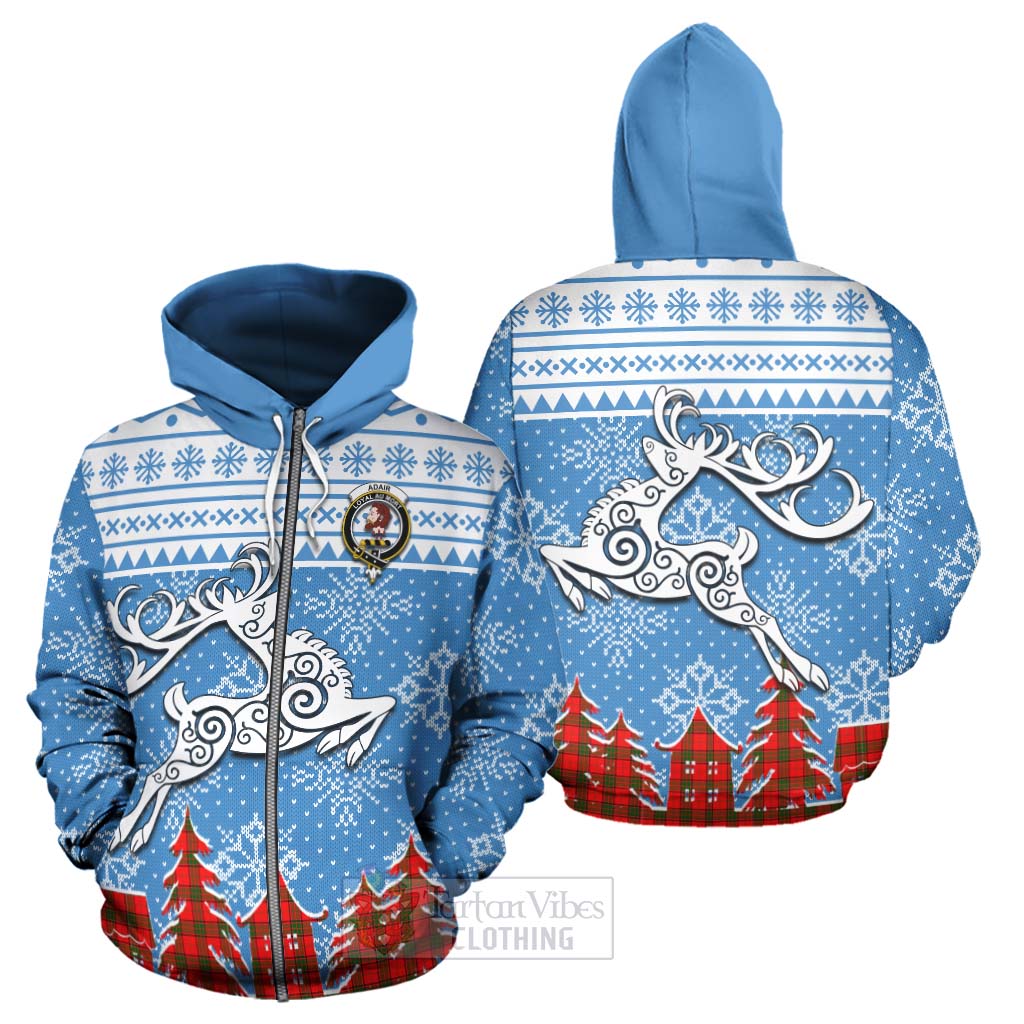 Tartan Vibes Clothing Adair Clan Christmas Hoodie Celtic Reindeer Style