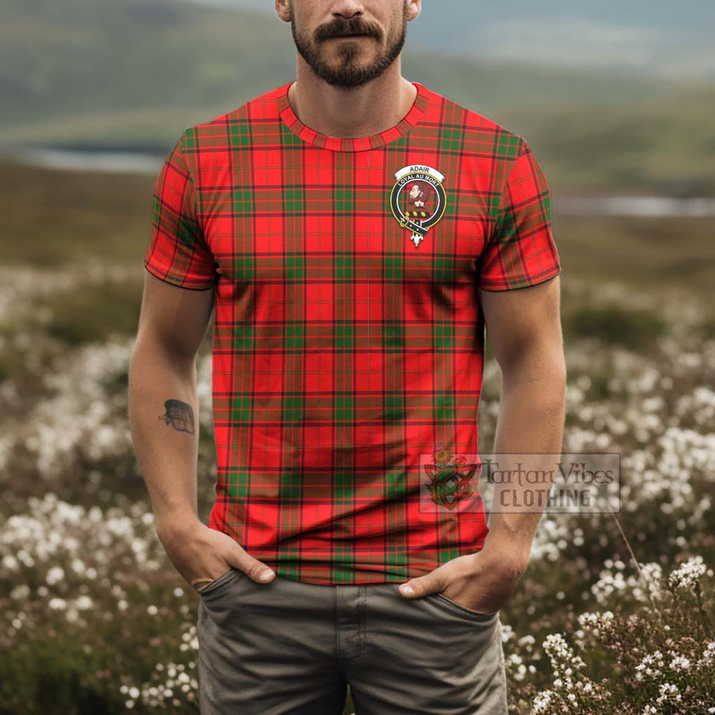 Tartan Vibes Clothing Adair Tartan T-Shirt with Family Crest and Bearded Skull Holding Bottles of Whiskey