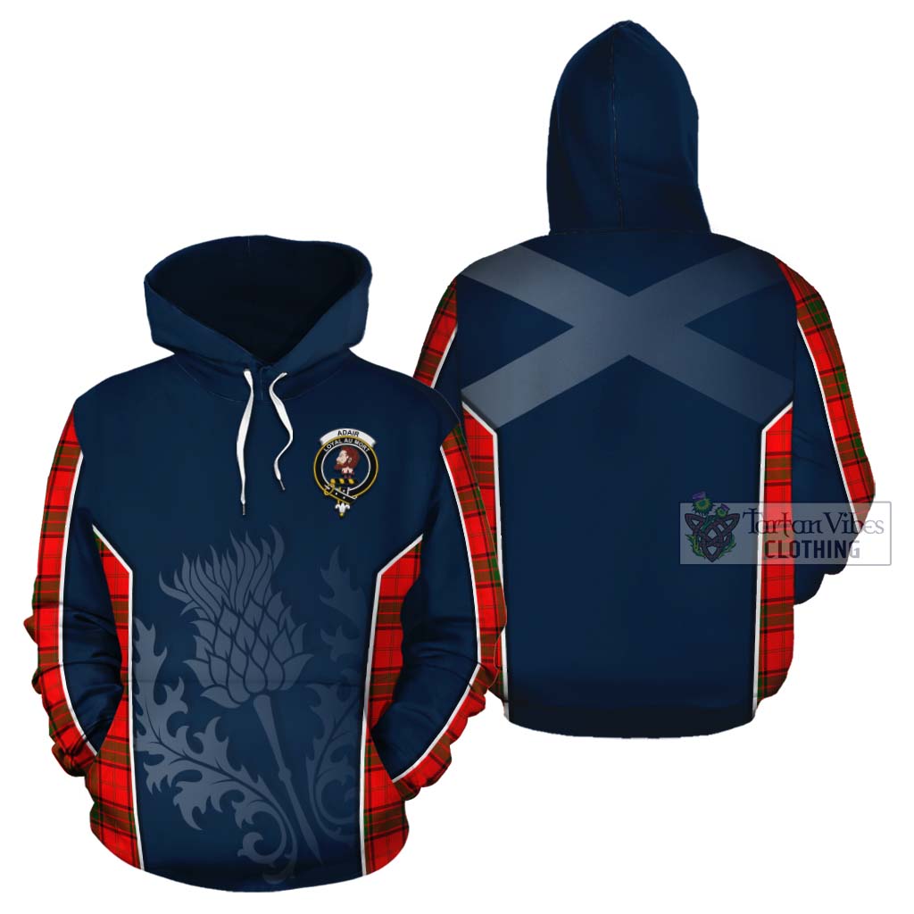 Tartan Vibes Clothing Adair Tartan Cotton Hoodie with Family Crest and Scottish Thistle Vibes Sport Style