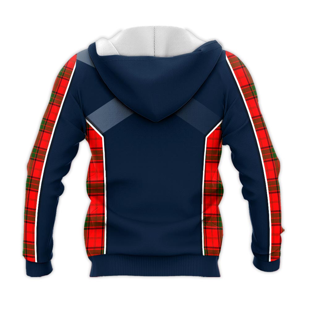 Tartan Vibes Clothing Adair Tartan Knitted Hoodie with Family Crest and Scottish Thistle Vibes Sport Style