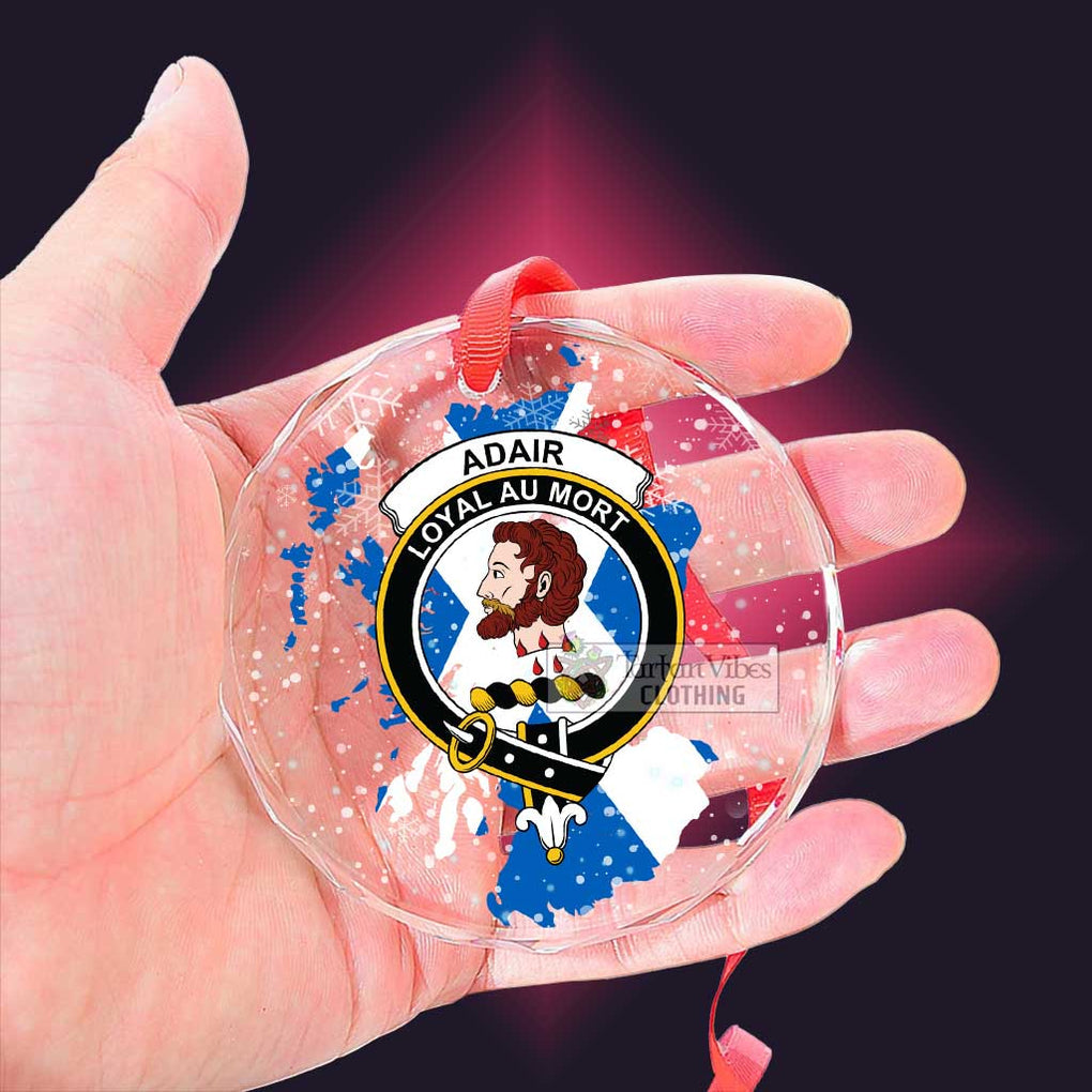 Tartan Vibes Clothing Adair Clan Crest Christmas Glass Ornament with Scotland Map