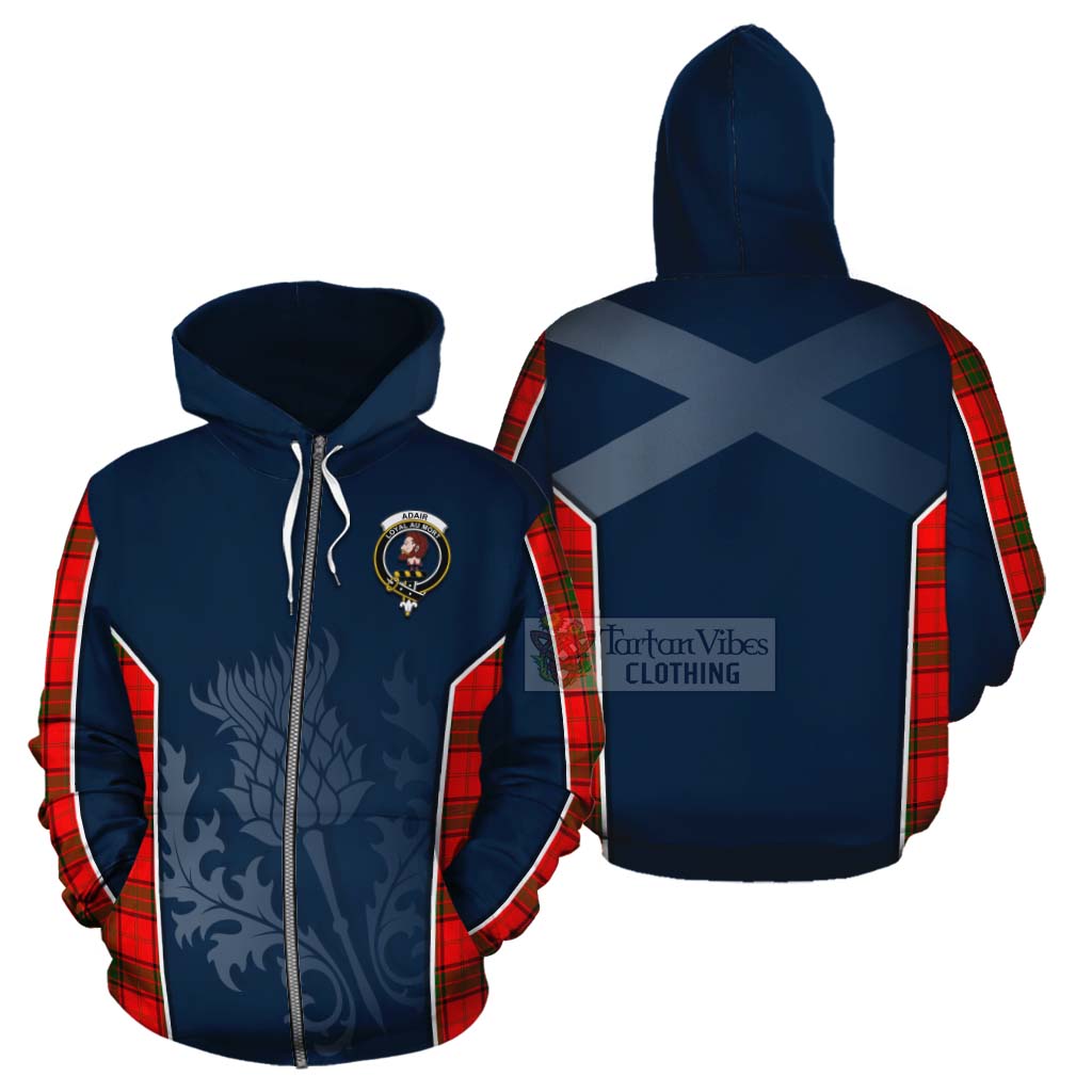 Tartan Vibes Clothing Adair Tartan Cotton Hoodie with Family Crest and Scottish Thistle Vibes Sport Style